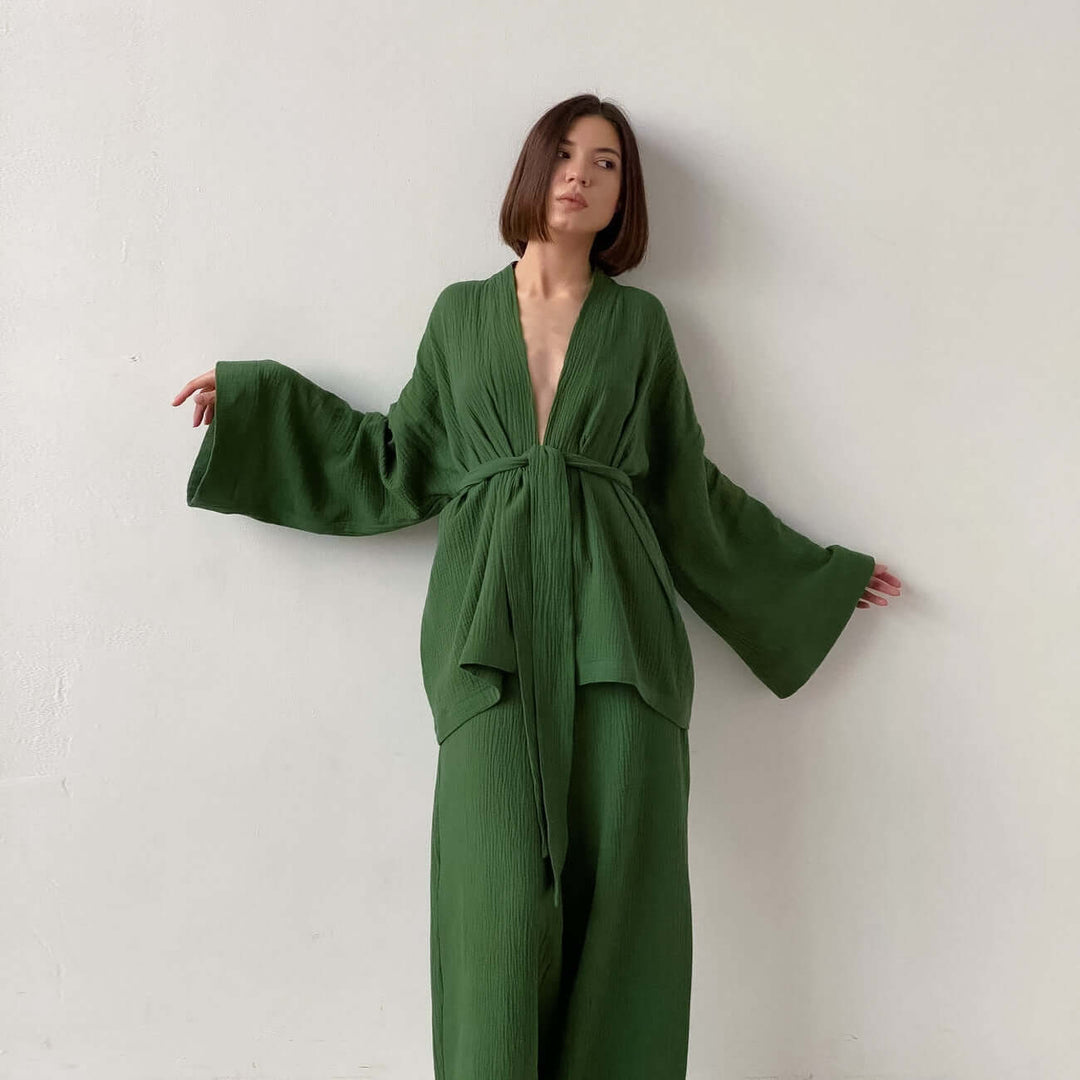 Women's Set - V-Neck Top & Trousers