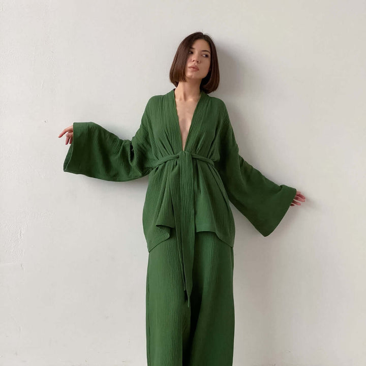 Women's Set - V-Neck Top & Trousers