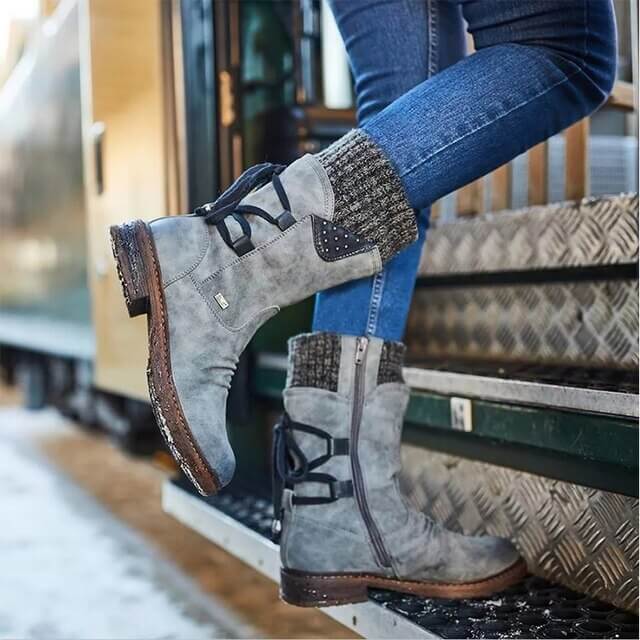 Women's Calf-High Casual Boots with Side Zippers