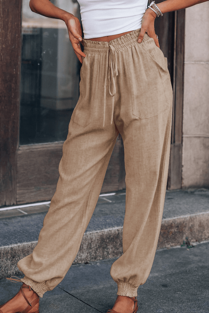 Women's Relaxed Fit Mid-Waist Drawstring Harlan Trousers