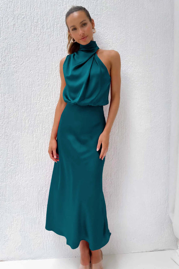 Satin Maxi Dress - Elegant Evening Gown