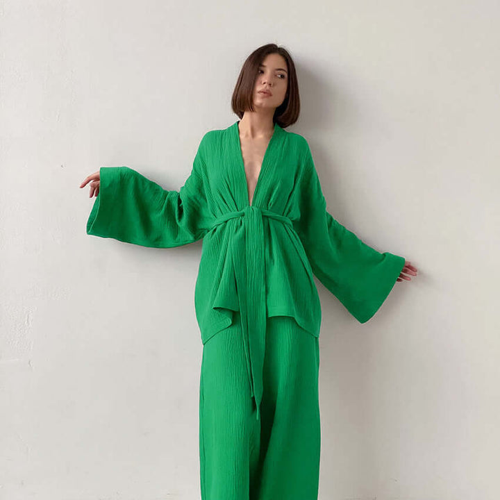 Women's Set - V-Neck Top & Trousers