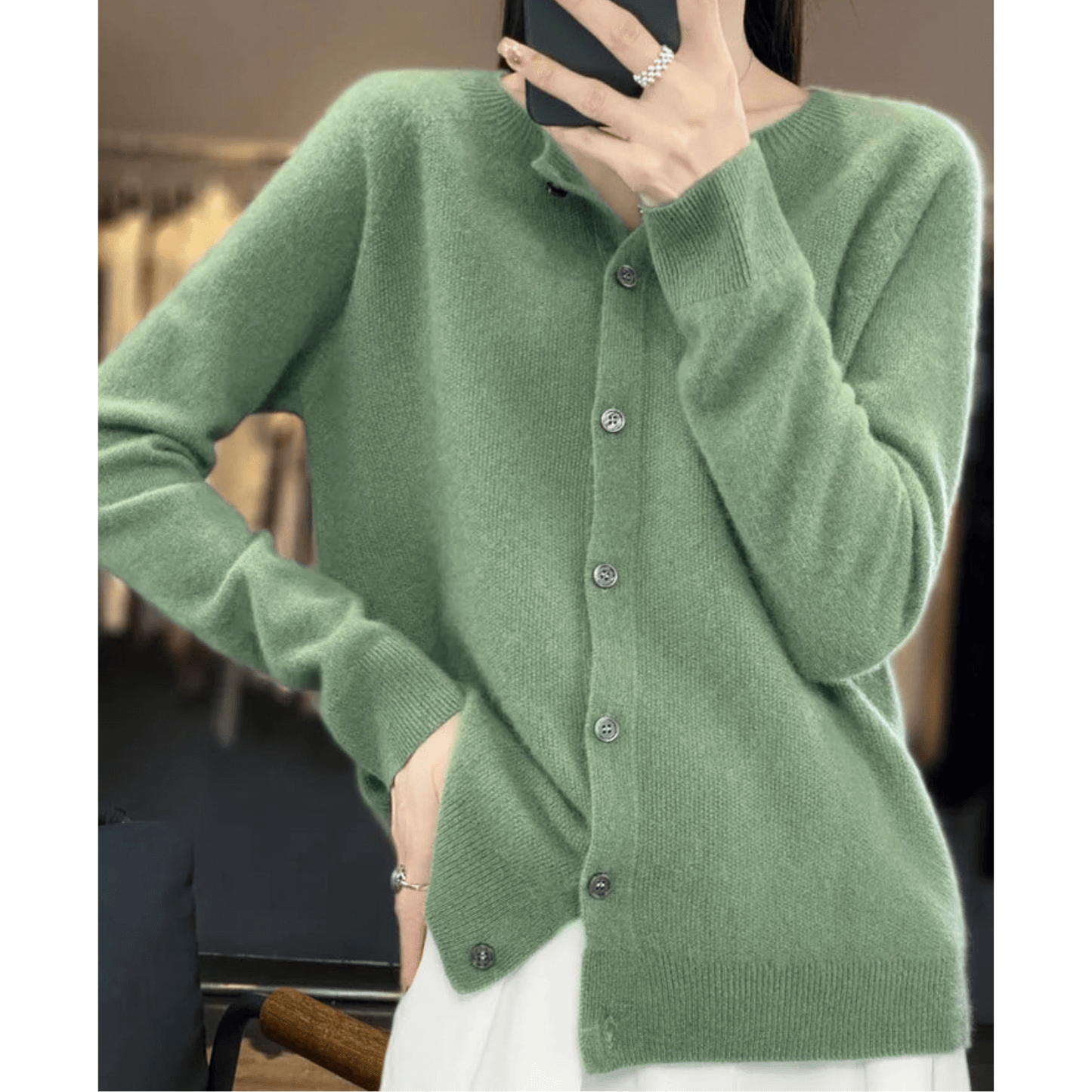 Women's Cashmere Cardigan with V-Neck