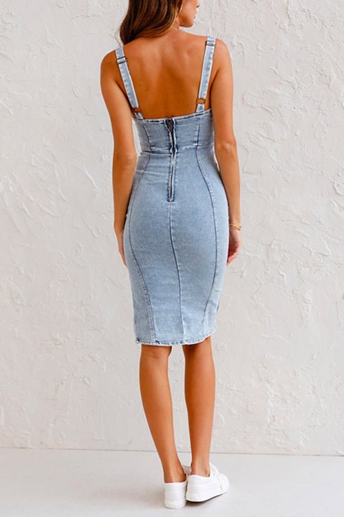 Summer Denim Dress - Elegant Slim Fit