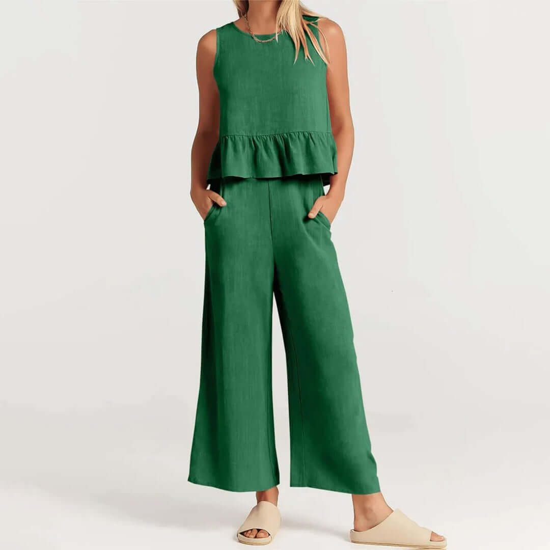 Women's Sleeveless Peplum Cropped Jumpsuit