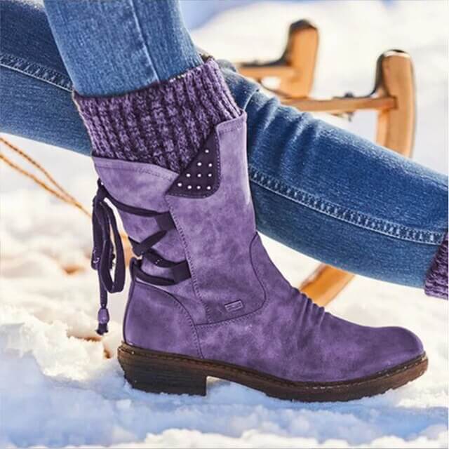 Women's Calf-High Casual Boots with Side Zippers