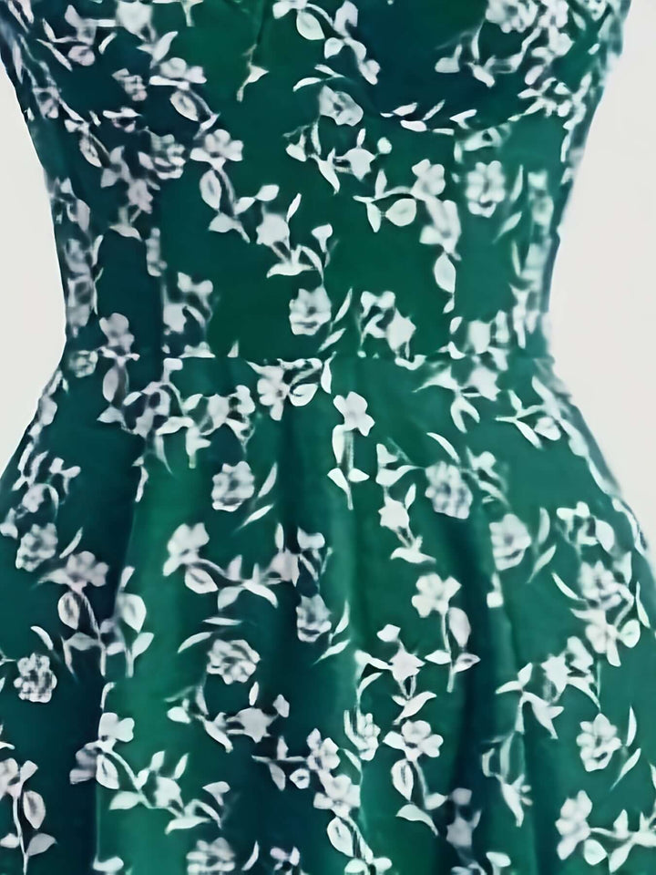 Floral Print Midi Dress with Tie Straps