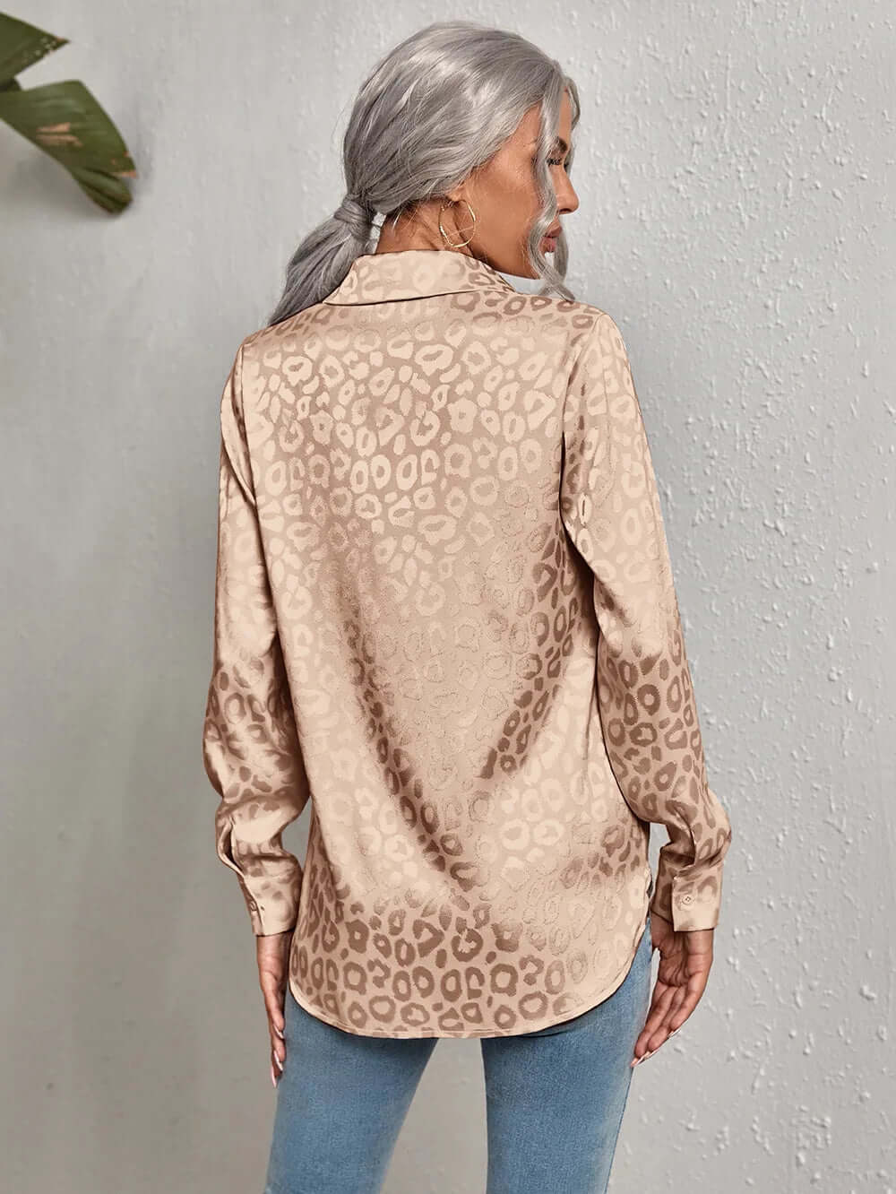 Women's Leopard Print Jacquard Blouse