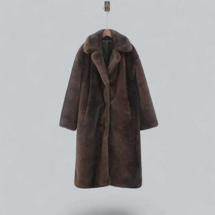Elegant Faux Fur Long Trench Coat