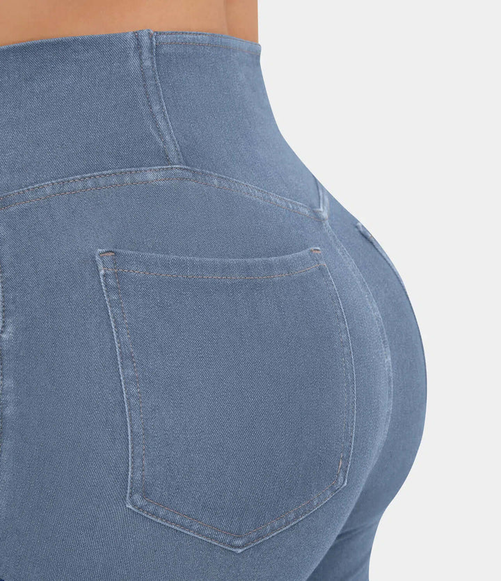 Women's High-Waisted Elasticated Flared Jeans