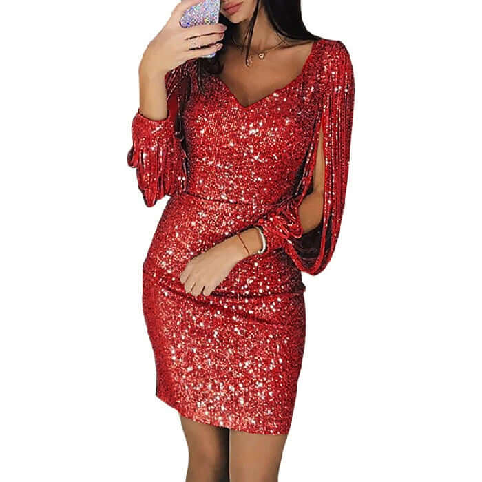 Sequin Midi Dress, Women's Evening Wear
