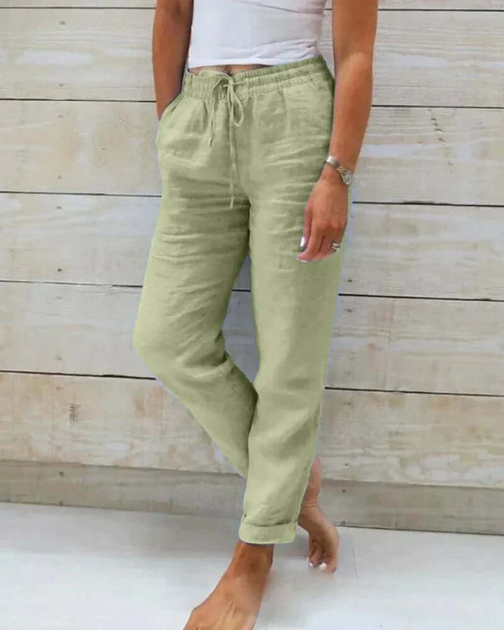 Women's Linen Relaxed Fit Casual Trousers