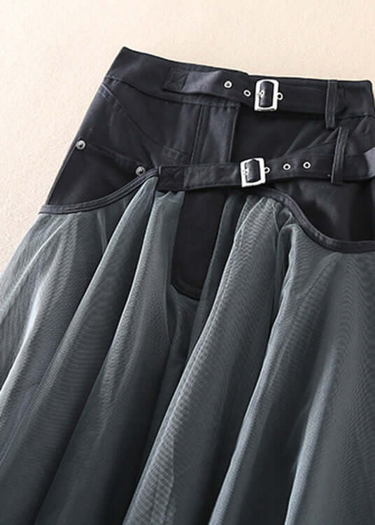 Women's High Waist Long Mesh Skirt