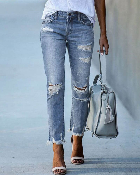 Women's Ripped Casual Denim Jeans