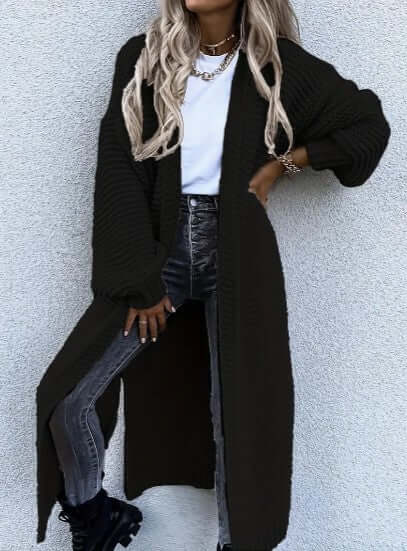 Women's Knitted Cardigan - Long Sleeve Open Front