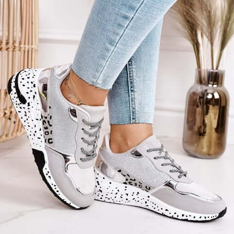 Women's Textured Trainers with Metallic Accents