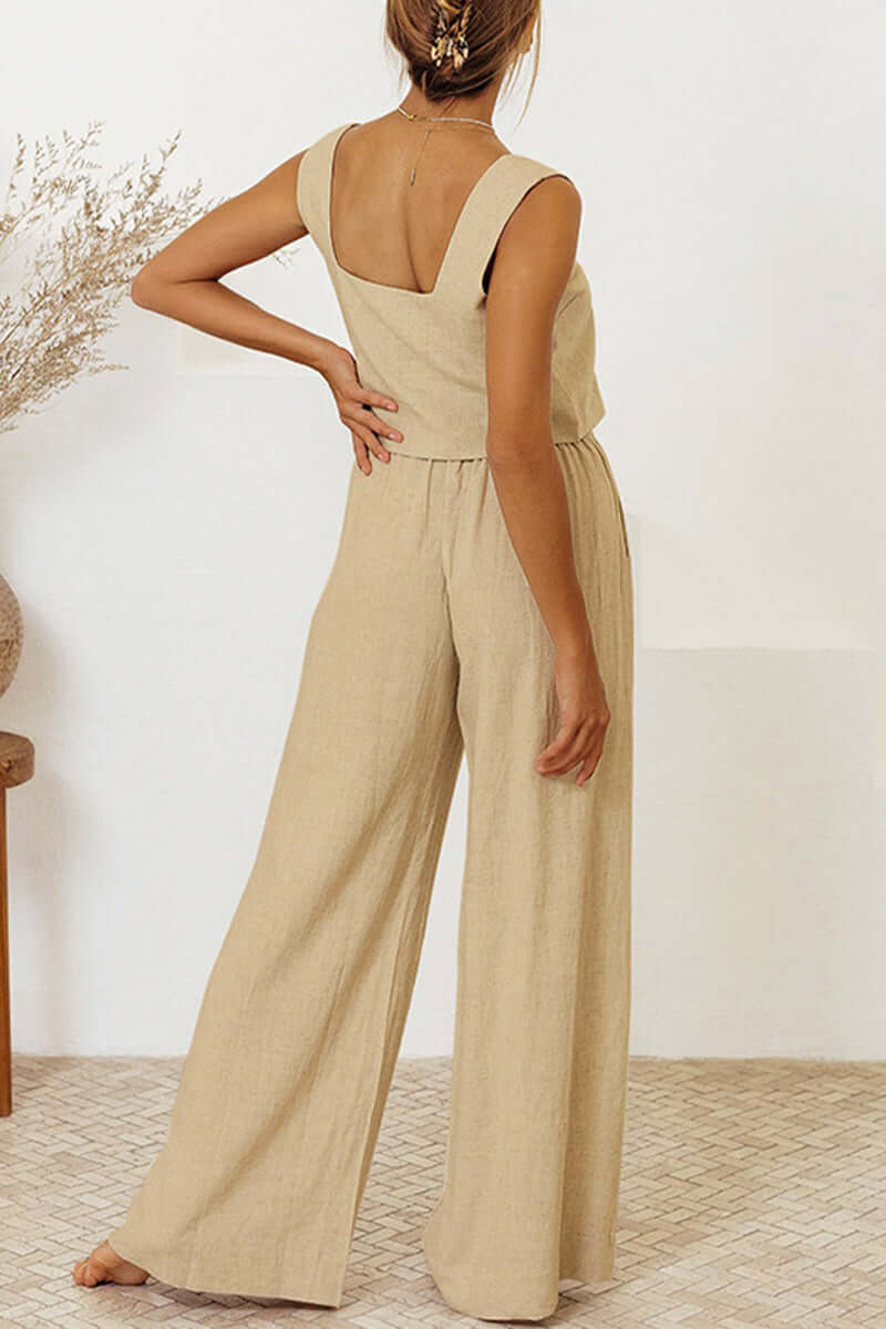 Women's Sleeveless Crop Top and Pants Set