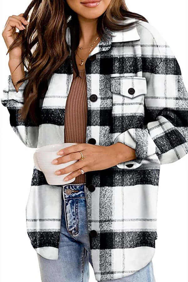 Women's Loose Fit Checked Blouse