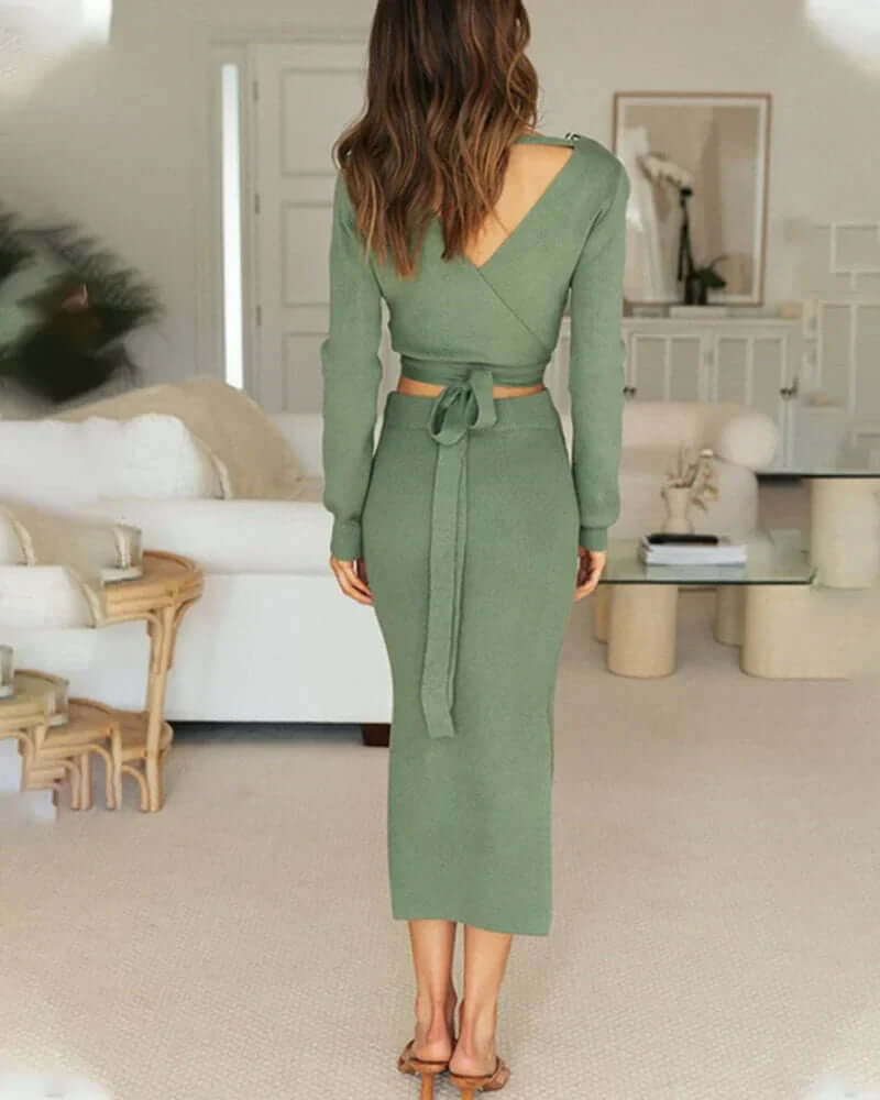 Women's Ribbed Knitted Two-Piece Set