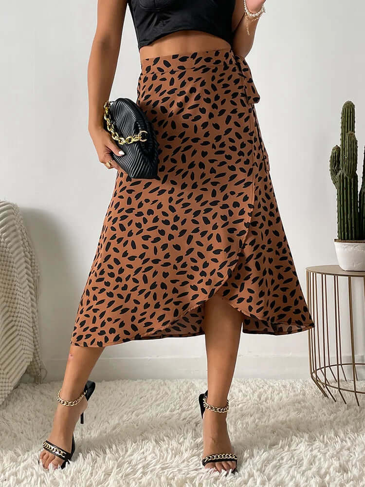 Printed Wrap Midi Skirt - Adjustable Fit