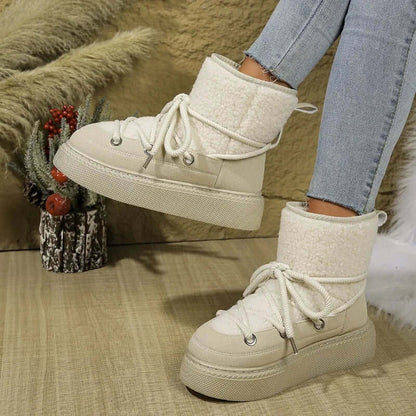 Women's Faux Fur Trimmed Winter Snow Boots