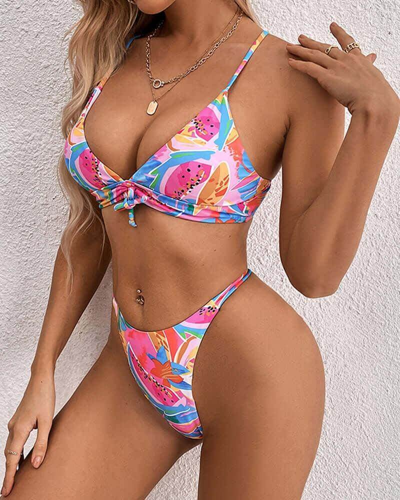 Tropical Print Bikini Set
