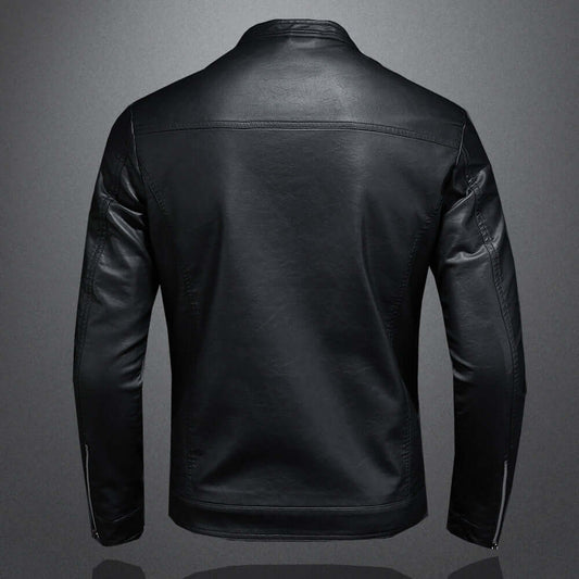 Classic Style Faux Leather Biker Jacket for Men