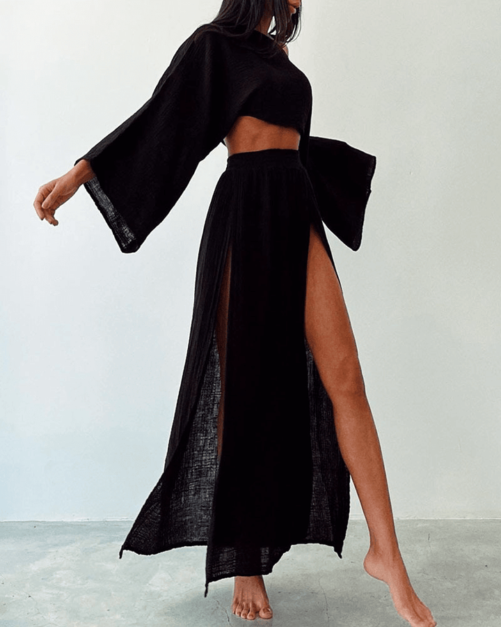 Women's Off-Shoulder Top and Maxi Skirt Set