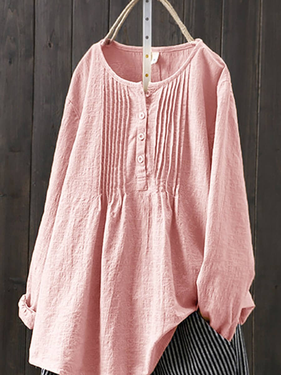 Women's Retro Cotton & Linen Casual Shirt