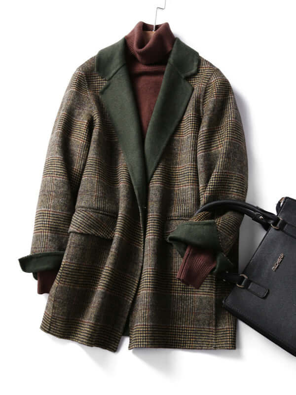 Women's Checked Winter Wool Coat