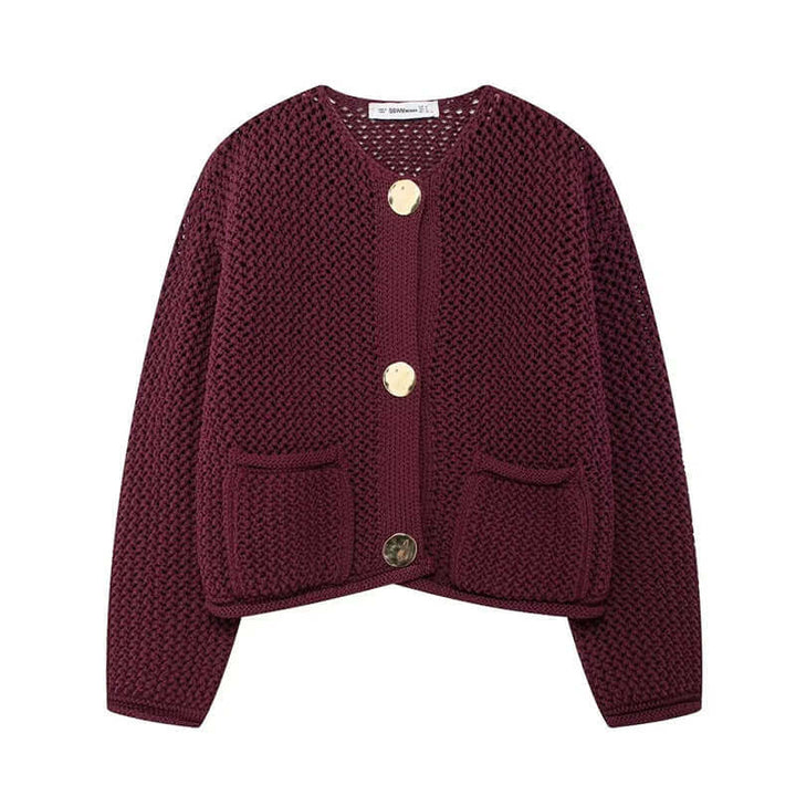 Women's Mesh Knit Cardigan with Pockets