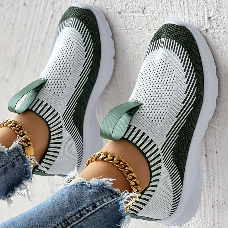 Women's Knitted Slip-On Trainers - Breathable & Cushioned