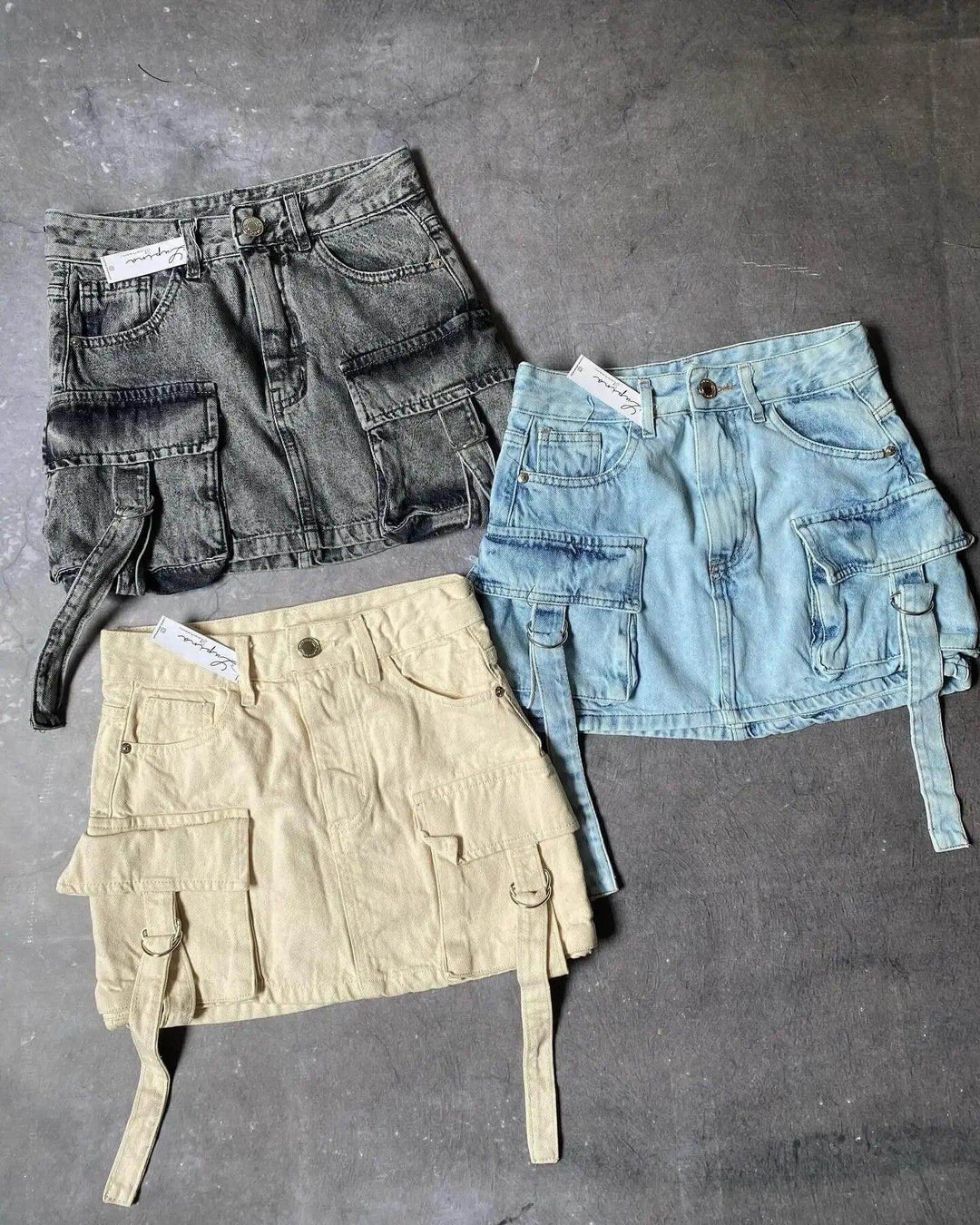 Women's Multi-Pocket Denim A-Line Mini Skirt