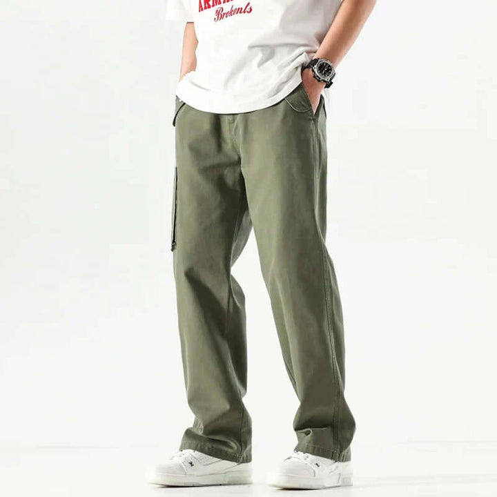 Men's Relaxed Fit Cargo Trousers with Multiple Pockets