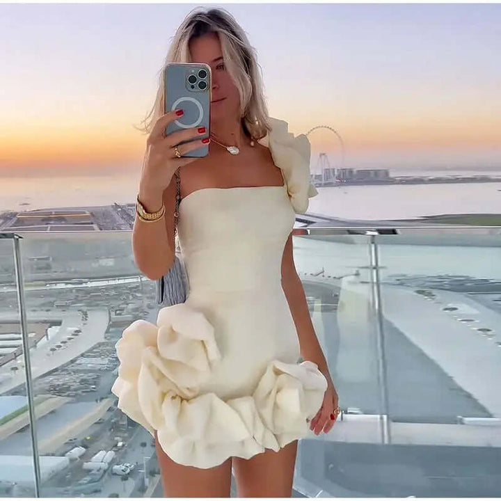 Women's Strapless Mini Dress with Ruffle Detail