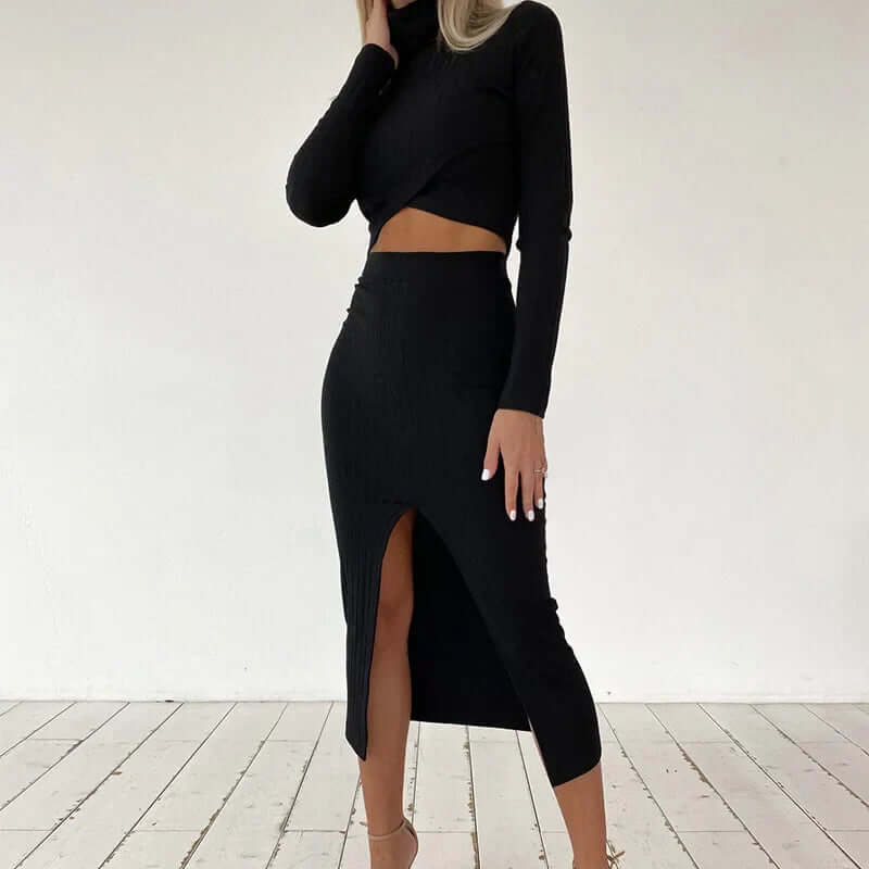 Women's Ribbed Knit Two-Piece Set
