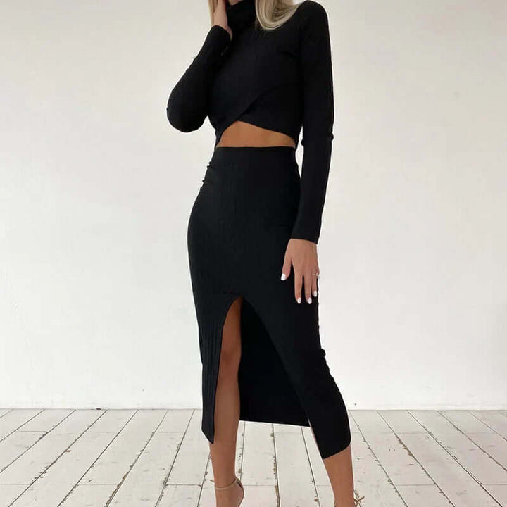 Women's Ribbed Knit Two-Piece Set