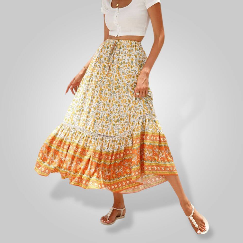 Women's Bohemian Floral Maxi Skirt