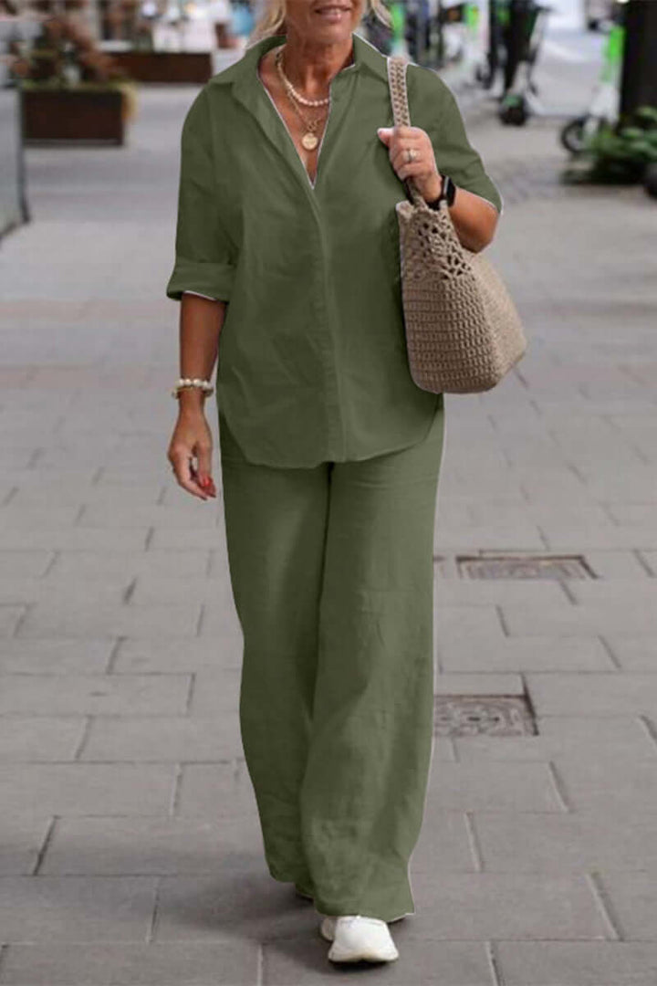 Women's Two-Piece Fold-Over Collar Set