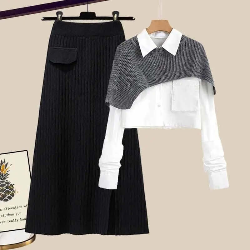 Women's Knitted High Waisted Skirt Set