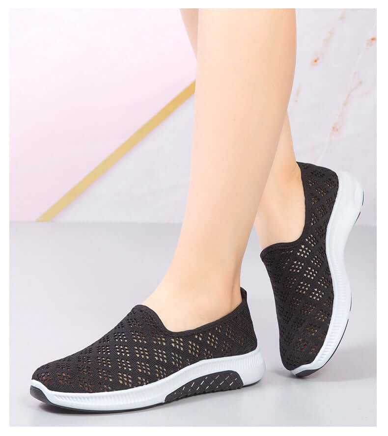 Women's Knit Slip-On Trainers - Breathable & Lightweight