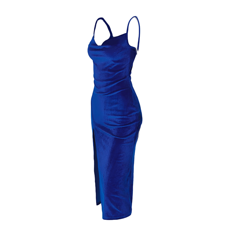 Velvet Maxi Dress with Slit - Elegant