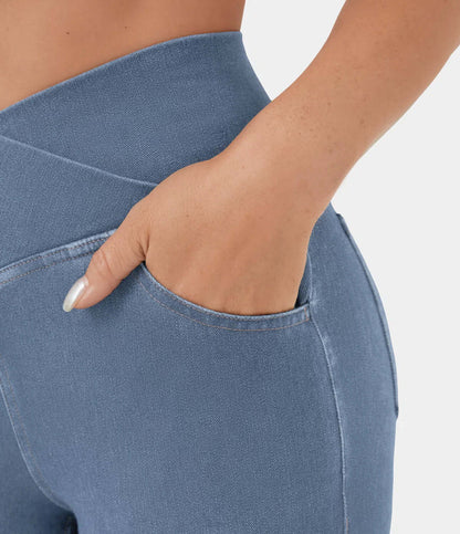 Women's High-Waisted Elasticated Flared Jeans