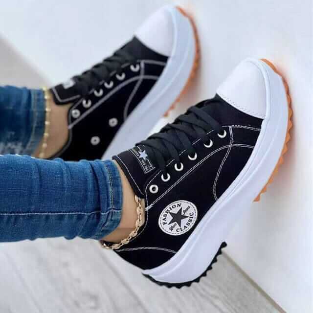 Women's Breathable Canvas Lace-Up Sneakers