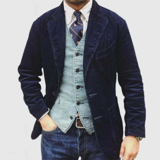 Men's Corduroy Jacket - Vintage Lapel Design