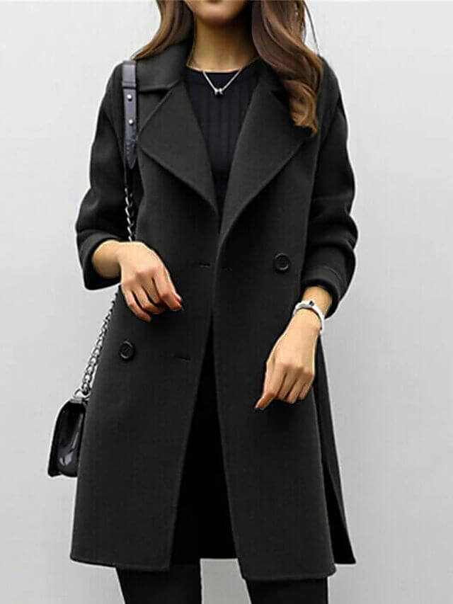 Double-Breasted Wool Blend Winter Coat