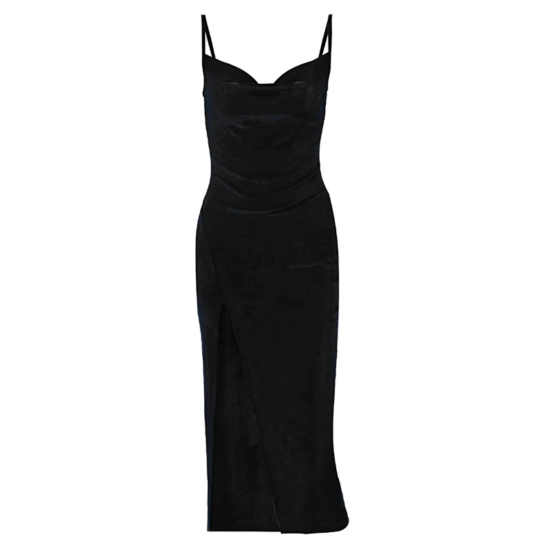 Velvet Maxi Dress with Slit - Elegant
