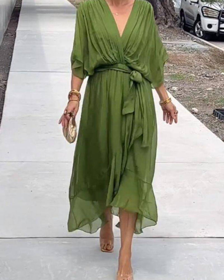 Flowy Crossed Midi Dress