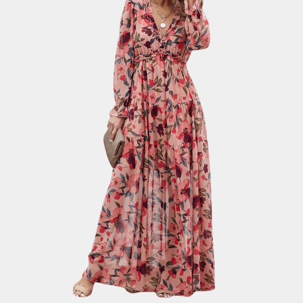 Floral Chiffon Maxi Dress - Elegant