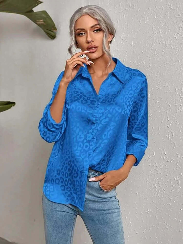 Women's Leopard Print Jacquard Blouse